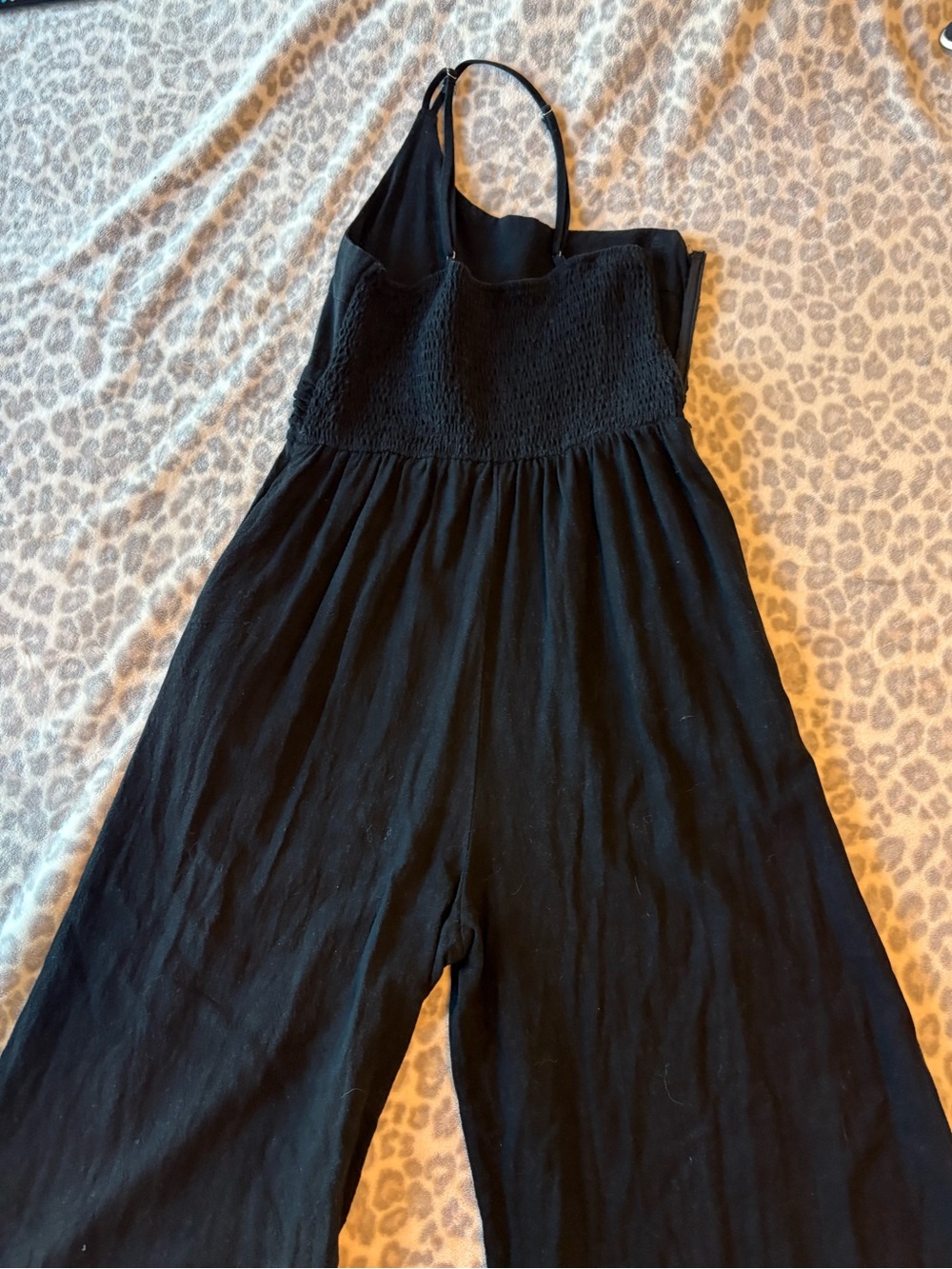 Women’s Black Smocked-Top Jumpsuit